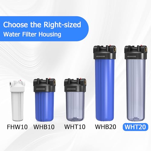 20x4.5 Inch Whole House Water Filter Housing for Sediment & Carbon Filters