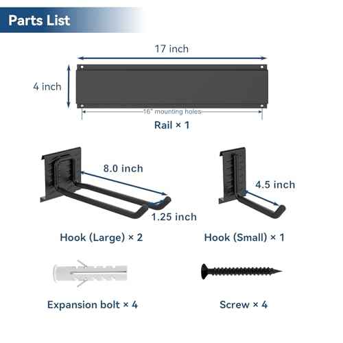 WALMANN Garage Storage Organization System Ski Wall Rack 2 Pairs of Skis Mount Hanger Home Shed and Garage Snowboard Wall Rack Holds Up to 100 lbs