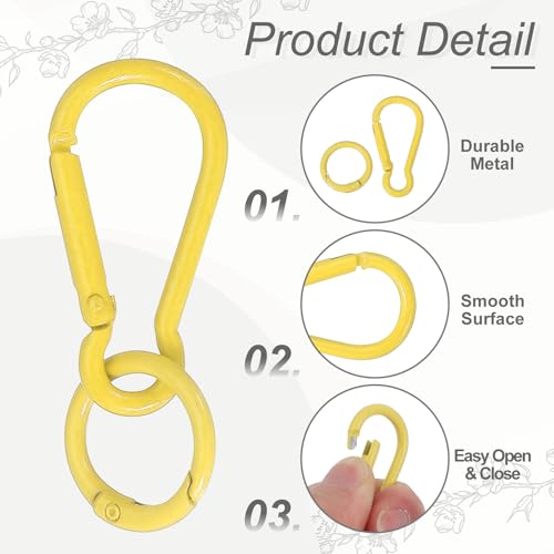 Yellow uxcell Spring Snap Clip Key Chain Hook with O Ring - Pack of 10