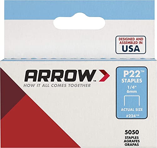 Arrow 224 Heavy Duty P22 Staples 1/4 Inch Leg x 7/16 Inch Crown for Plier Staplers, 5050-Pack