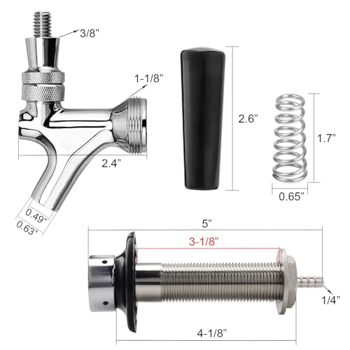 FERRODAY 4-1/8 inch Shank Stainless Steel Core Draft Beer Faucet – Upgraded