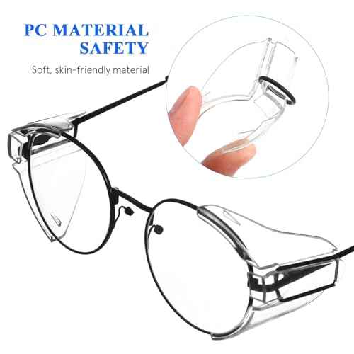 Clip On Safety Side Shields for Glasses (2 Pairs) - Universal Fit Eyeglass Protectors, Flexible & Comfortable Eye Protection for Small to Large Frames (Wire & Plastic)