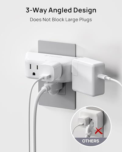TROND 1 Pack White Surge Protector Outlet Extender with 4 AC Sockets and 900J Surge Protection