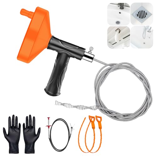 Launary 33 Feet Drain Snake Auger - Heavy Duty Plumbing Clog Remover Tool