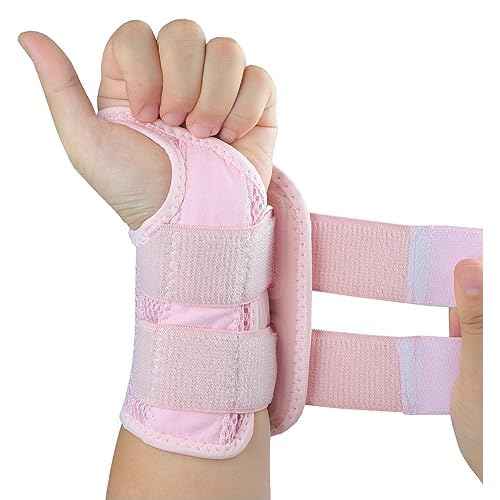 Carpal Tunnel Wrist Brace, Adjustable Wrist Support Brace, Night Wrist Sleep Supports Splints Arm Stabilizer (Left Hand, S/M, Pink)