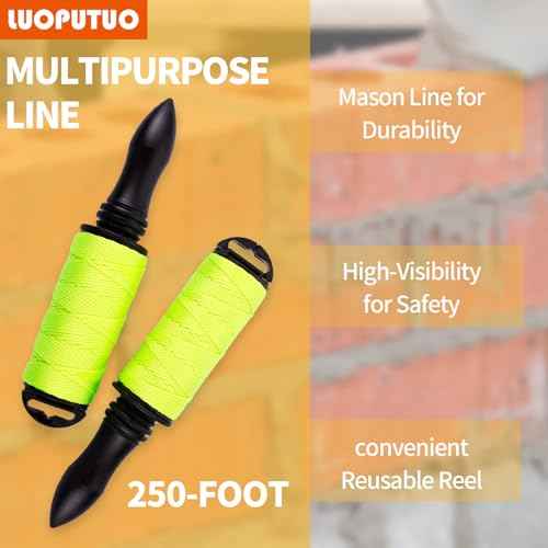 250ft #18 Neon Green Mason Line with Handle - High Visibility, Durable | Masonry, Construction, DIY