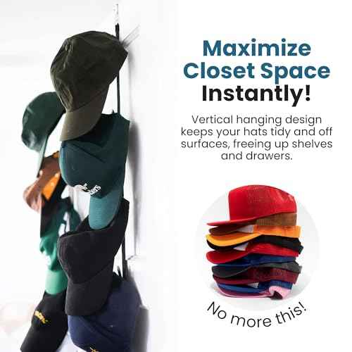 Jokari Over the Door Cap Rack Organizer 2 Pack Holds Up to 16 Baseball Hats Hat Storage System for Men Women and Kids Adjustable Closet Hanger with Hooks for Easy Hat Display