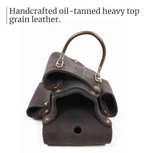FESA Small Leather Tool Pouch - 5-in-1 Heavy Top Grain Leather Small Tool Pouch with a Steel Hammer Loop, 4 Pockets & Reinforced Heavy Duty Rivets - Fits Belts up to 3" - Handcrafted