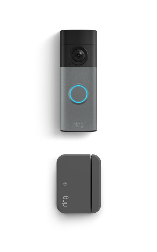 Ring Battery Doorbell (newest model), Speckled Gray with Outside Door Sensor, (newest model)