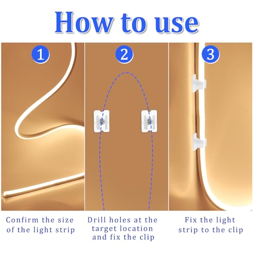Sliverdew 30 pcs Waterproof LED Strip Mounting Clips for 5-6mm Neon Light, Translucent