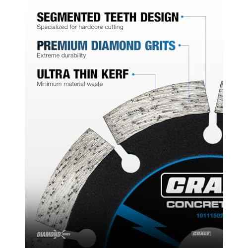 CRALY 4-1/2 Inch Super Thin Segmented Diamond Blade, 7/8 in Arbor, 4.5'' Diamond Stone Blade for Angle Grinder & Masonry Saw, Diamond Cutting Wheel for Cutting Concrete, Brick, Granite, Block