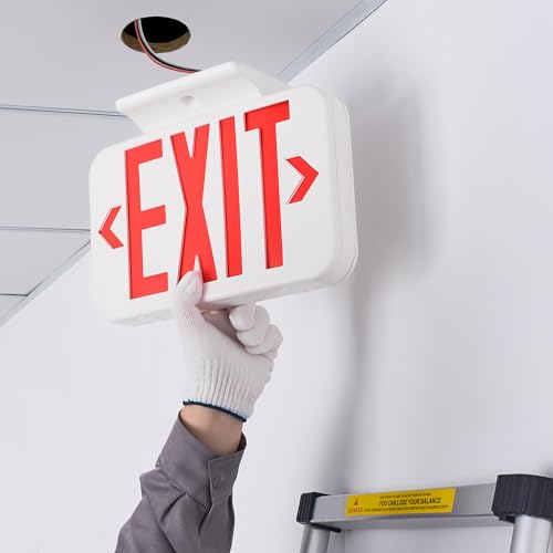 Amazon Basics 1-Pack LED Emergency Exit Sign Double Face UL Certified Fire Retardant Battery Backup