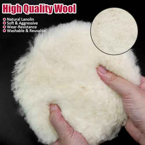 8 Pcs Wool Polishing Pad 4 Inches Soft Sheepskin Buffing Pads with Hook and Loop Back for Compound Cutting & Polishing for Automotive, Marine, Furniture