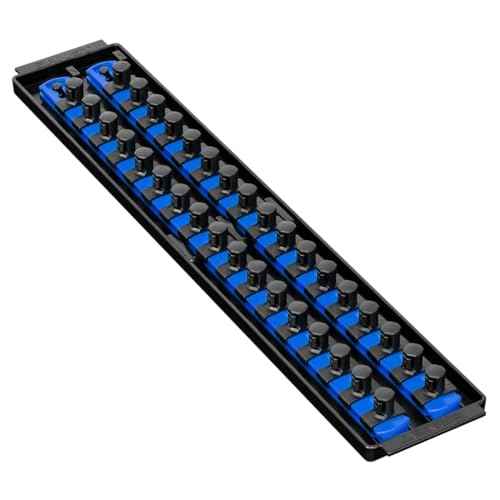 Ernst Manufacturing 19-Inch Socket Boss Organizer with Twist-Lock 2 Rails for 1/2-Inch Drive Sockets, Blue, Model 8457 ? Secure and Durable Socket Storage Solution - Made in USA
