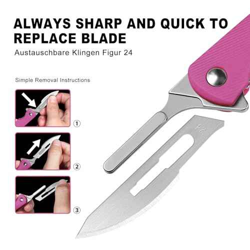 Hot Pink Pocket Knife Scalpel Folding Knife Small Mini with 5pcs #24 Replaceable Blades