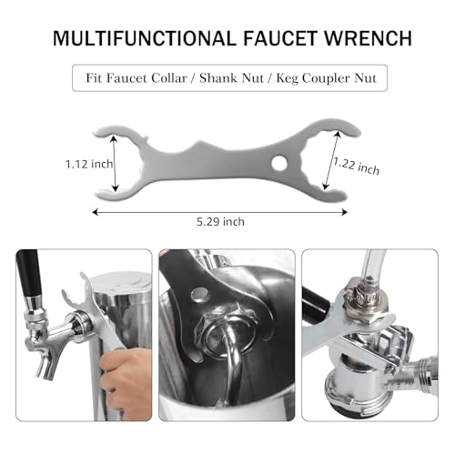 Kegerator Draft Beer Faucet Kit with Shank, 5 ft Line, Barb Fittings