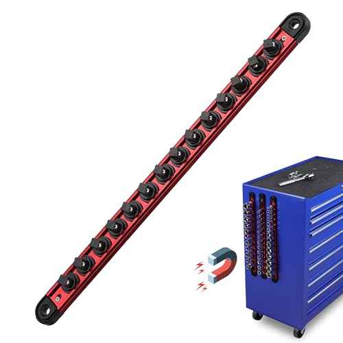 Magnetic Socket Holder Organizer Set: 3/8 Detachable Socket Trays Socket Organizer for Tool Box Drawer Holds 14-Piece Standard Size Sockets for Automotive Mechanic Garage(Red)