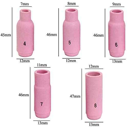 Alffun 58pcs TIG Welding Torches Gas Lens Kit Collet Body Alumina Nozzle Consumables Kit Fit WP-17/18/26 Series TIG Welding Torch Accessories