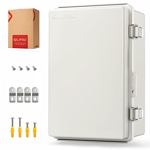 QILIPSU Outdoor Waterproof Electrical Junction Box 11.4x7.5x5.5in Grey UL94-V0