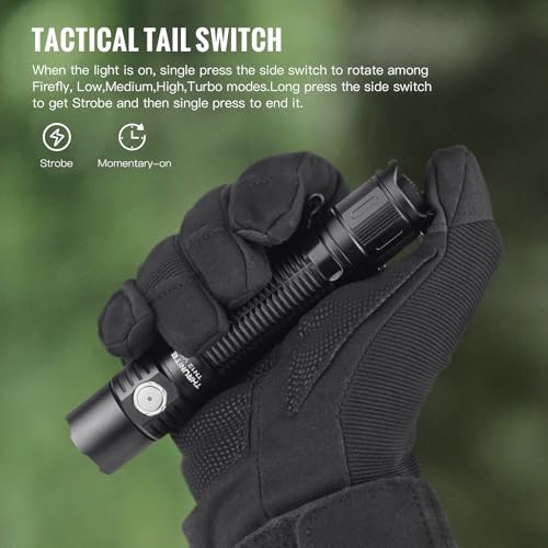 ThruNite TN12 V6 Tactical LED Flashlight, High 1950 Lumens Dual Switch, USB-C Rechargeable Flashlight Compact for EDC, Law Enforcement, and Outdoor Use (Cool White)
