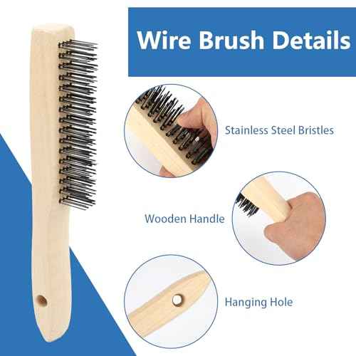 2 Pack Welding Chipping Hammer and Wire Brush Set ? 11" Hammer with Coil Spring Handle, Cone and Vertical Chisel and 9.8" Stainless Steel Brush for Slag, Spatter, Residue Removal