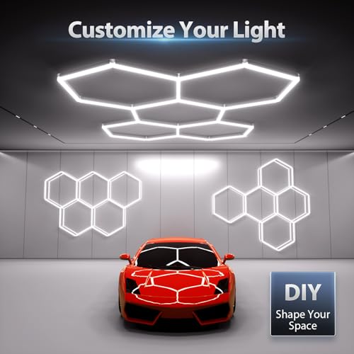 Litezone Hexagon Garage Lights 168W 5 Grids LED Workshop Warehouse Bright Lighting