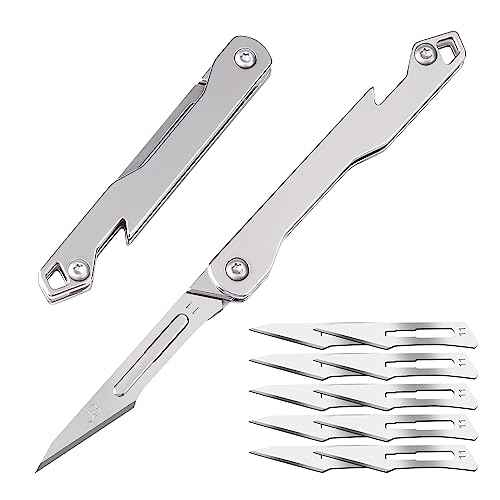 edcfans Folding Scalpel Knife, Small Pocket Knife for Men with 10pcs Surgical Replaceable Blades #11, EDC Utility Knives, Outdoor Edge Knives for Hunting, Skinning