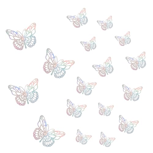 3D Butterfly Wall Decor,72 PCS Removable Stickers Wall Decorations with Traceless Stickers 3 Sizes Room Mural for Nursery Classroom Offices Kids Bedroom Bathroom (F, Silver)