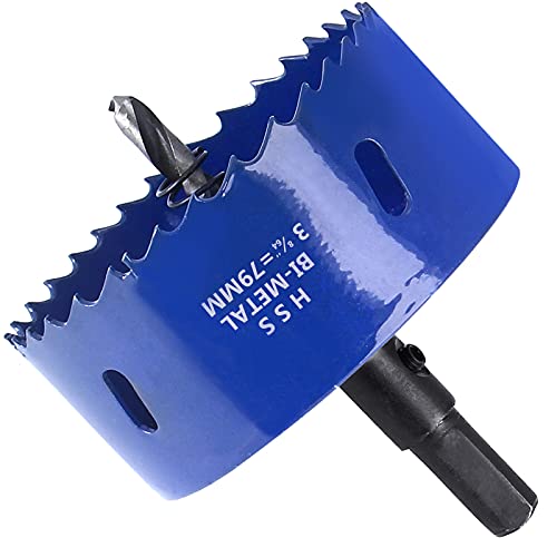 Luomorgo 3-1/8 inch 79mm Hole Saw, 1 1/4 inch Cutting Depth HSS Bi-Metal Hole Cutter with Hex Shank Drill Bit Adapter for Wood Cornhole Boards Plastic Drywall Fiberboard