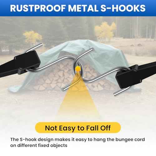 ROBLOCK 31" (20 Packs) Bungee Cords with Hooks Rubber Tarp Straps with 150% Max Stretch, 100% EPDM Bungee Cords with Metal Crimped S Hooks, Ideal for Securing Tarps, Cargo, Canvases, Weatherproof