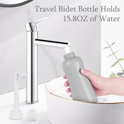FOOFOO Gray Portable Bidet with Large 15.8oz Capacity Travel Handheld Personal Toilet