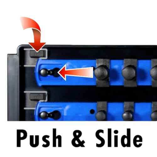 Ernst Manufacturing 19-Inch Socket Boss Organizer with Twist-Lock 2 Rails for 1/2-Inch Drive Sockets, Blue, Model 8457 ? Secure and Durable Socket Storage Solution - Made in USA