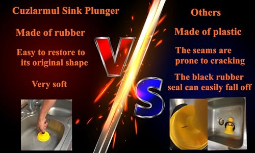 Yellow Mini Sink Plunger with Short Handle - Easy to Use Kitchen & Bathroom Clog Remover