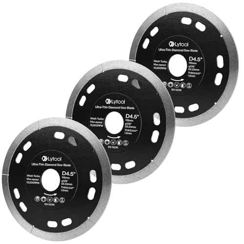 Diamond Blade for Angle Grinder ? Ultra-Thin Turbo Cutting Disc for Porcelain Tile, Ceramic, Concrete, Masonry, Stone ? Dry/Wet Cutting, 7/8" Arbor (115mm / 4 1/2inch)