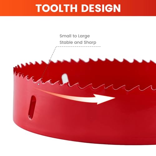 4 Inch Hole Saw with Arbor,102mm M42 HSS Bi-Metal Hole Cutter,Triangular Shank Hole Saw Drill Bit with Spring,Hole Saw Tools for Wood, Metal, Plastic, PVC, Plywood, Drywall, Fast Chip Removal