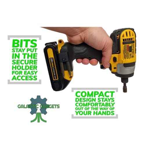 MAGNETIC Bit Holder for DEWALT 20V Drill/Driver, Side Mounted, Strong Magnets, Low Profile Design - Galactic Gadgets (Black)