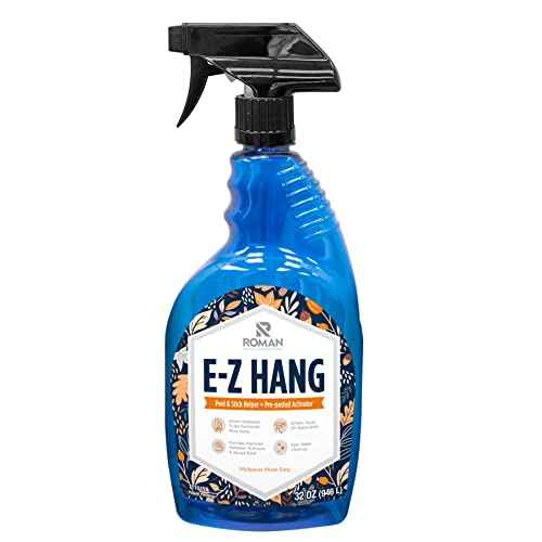 Roman¡¯s E-Z Hang Peel & Stick Wallpaper Helper + Pre-Pasted Activator, Clear, Non-Staining, 32 Fluid Ounces
