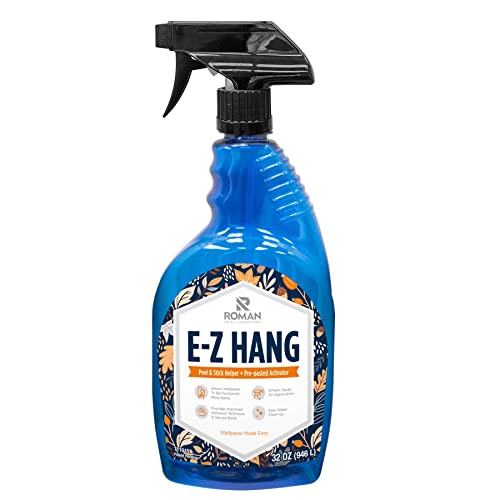 Roman E-Z Hang Peel & Stick Wallpaper Helper Spray, Clear, 32 oz, Non-Staining