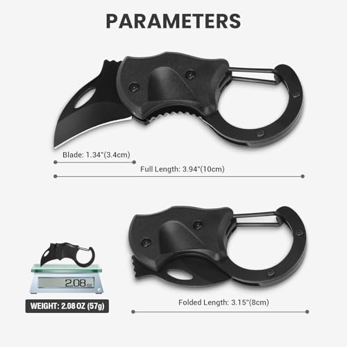 FUNBRO 1 Pack Black Small Pocket Knife for Men, EDC & Camping Gear