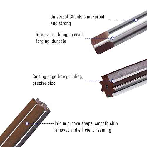 Hand Reamer 3/8" Alloy Tool Steel 9Crsi H8 6 Straight Flutes Hand Milling Cutter Tool