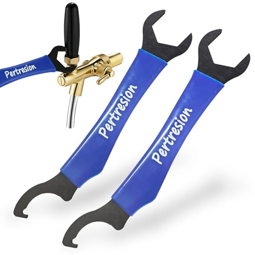 Pertresion 2-Pack Heavy Duty 304 Stainless Steel Beer Faucet Wrench - Dual Head Spanner & Hex Nut for Keg Coupler | Black