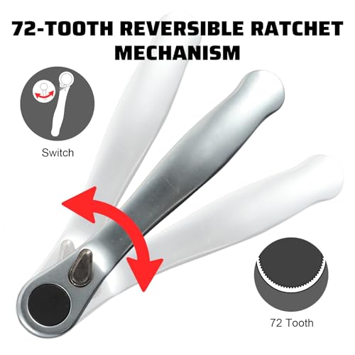 2Pcs 1/4 Mini Bit Ratchet, Micro Ratchet 72-Tooth Ratcheting Bit Driver Repair Tools Wrench Screwdrive for Tight Spaces (Sliver)