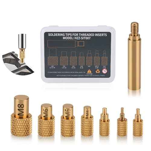 Heat-Set Insert Tips Soldering Iron Tips M2 M2.5 M3 M4 M5 M6 M8 1/4",Thread Inserts Compatible with FX-888D Weller SP40NKUS and Yihua 939D Irons,for Connecting 3D Printed Parts and Plastic Parts