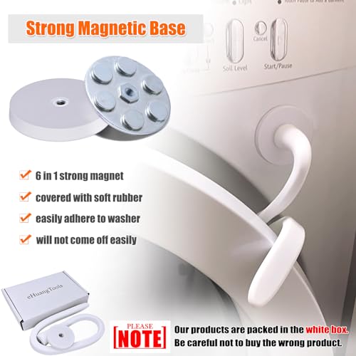 eHuangTools White Front-Load Washer Door Prop & Stopper, 6-in-1 Magnetic Holder with Flexible Hose
