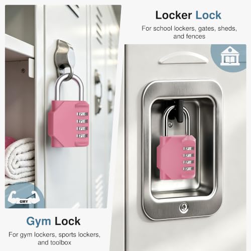 Puroma Pink Rose 4-Digit Waterproof Gym Locker Padlock - Personalized Combination