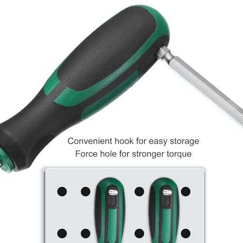 HARFINGTON Metric Nut Driver 7mm Dia 150mm Round Shank CR-V 6 Point Hex Hexagon Socket Wrench Screwdriver with Non-Slip Handle for Tightening and Loosening Fasteners