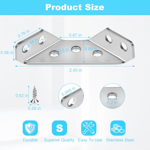 12-Pack Stainless Steel Corner Brackets for Wood Frames - Reinforcement Supports