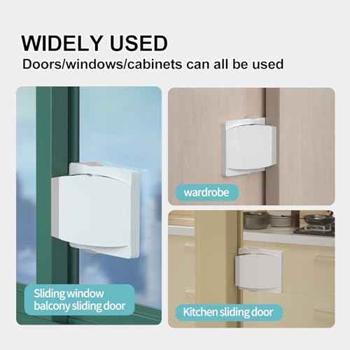 2 Pack Sliding Door Lock with 3M Adhesive - Child Safety Sliding Glass Door Lock for Sliding Glass Doors, Sliding Windows, Sliding Closets & Patio Doors - Easy Installation, No Drilling Required