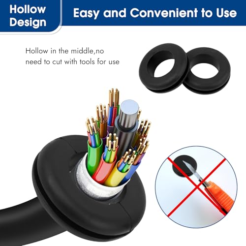 Opvixi 200pcs Rubber Grommet Kit - 8 Sizes Black Wire Grommets for Electrical, Automotive & DIY
