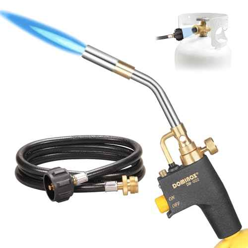 DOMINOX Propane Torch Head with 5FT Hose, High Intensity Trigger Start Gas Torch, Propane Torch Kit for Propane, Map and Mapp Gas, Soldering Torch Kit (Not Included Gas Tank)